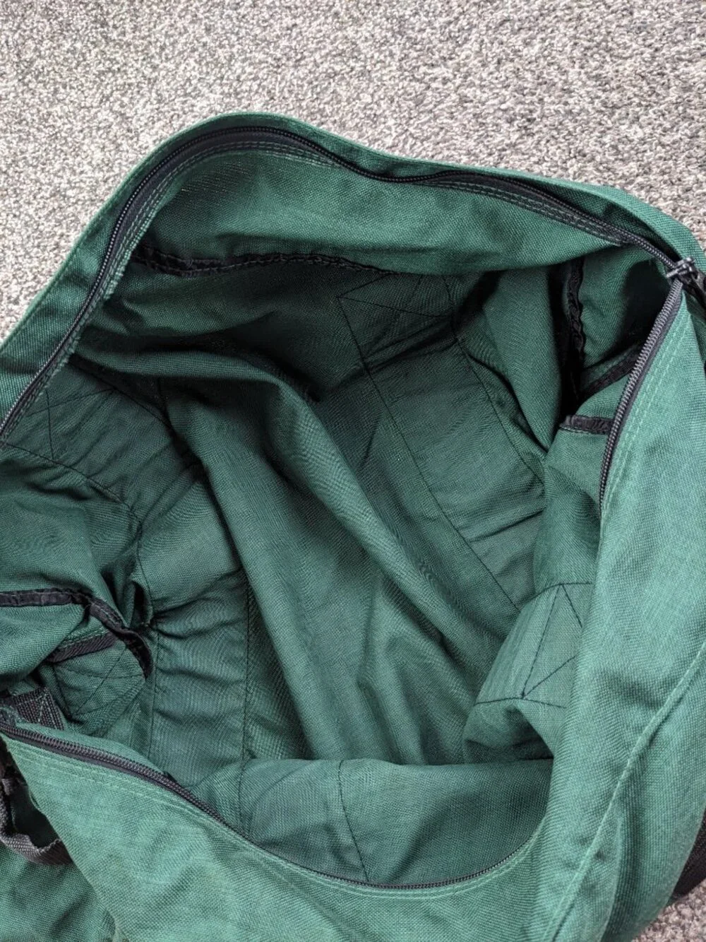 Vintage 90s Eddie Bauer Duffle Bag Canvas Double Strap Green Gym Travel 29L